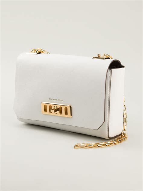 michael kors white purse with gold chain|michael kors white crossbody bag.